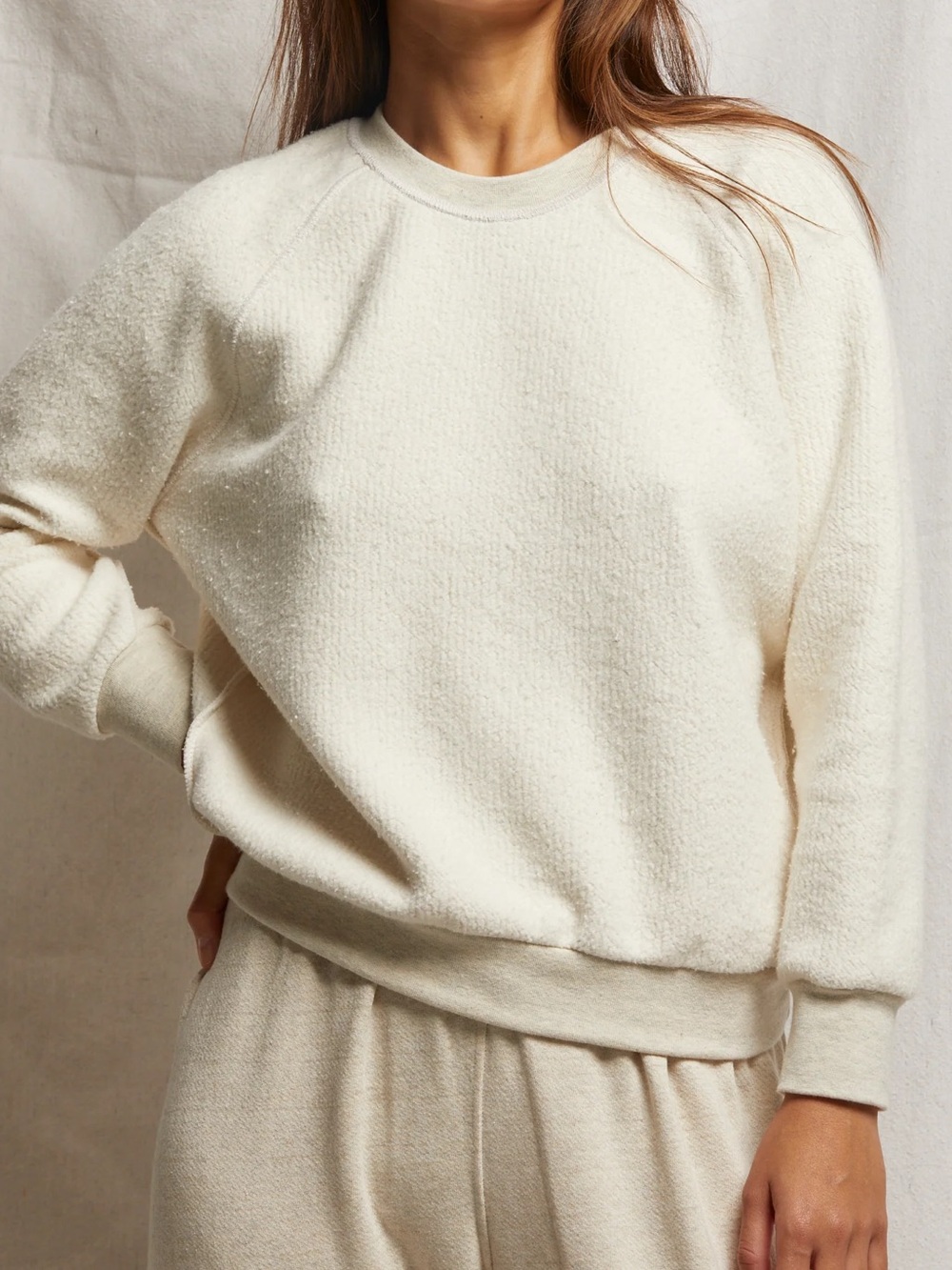 perfectwhitetee ziggy shrunken reverse fleece crew neck sweatshirt